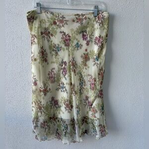 Sheer Lined Skirt MIDI‎ Fairy Cottagecore Coquette Floral Boho Flouncy Pull On